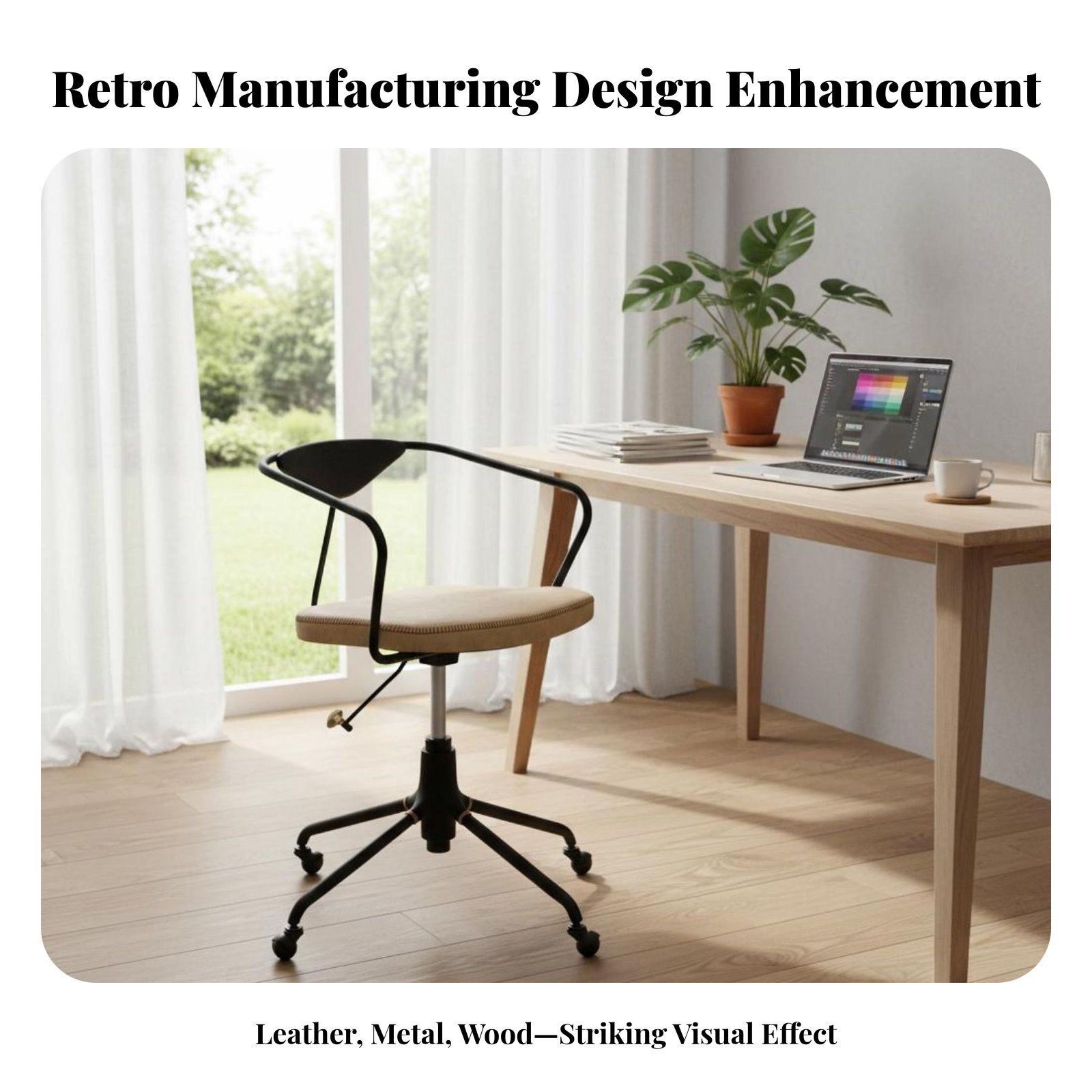 Leatherworker Workstation - Ergonomic Rolling Chair Retro design Wheeled