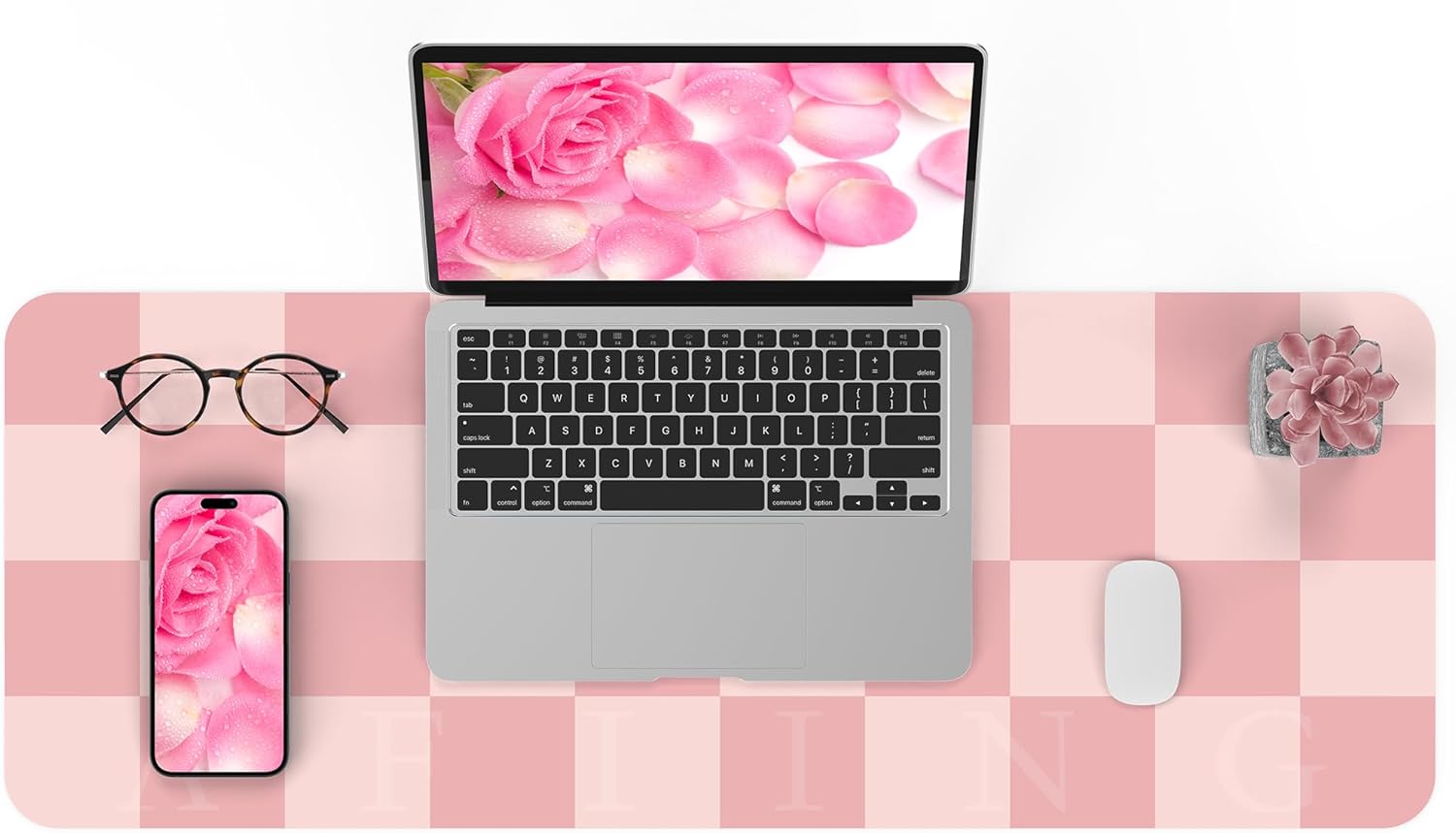Leatherwork At Home - Non-Slip Pink Desk Mat, Waterproof PU