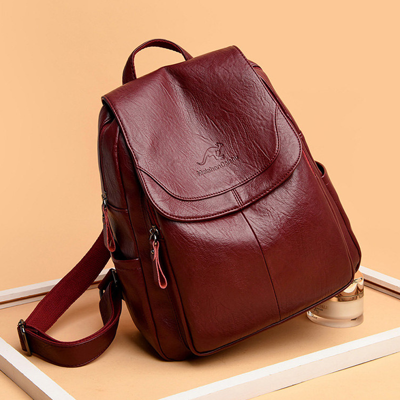 Leatherwork Letters - 9 Color Women Soft Leather Backpacks