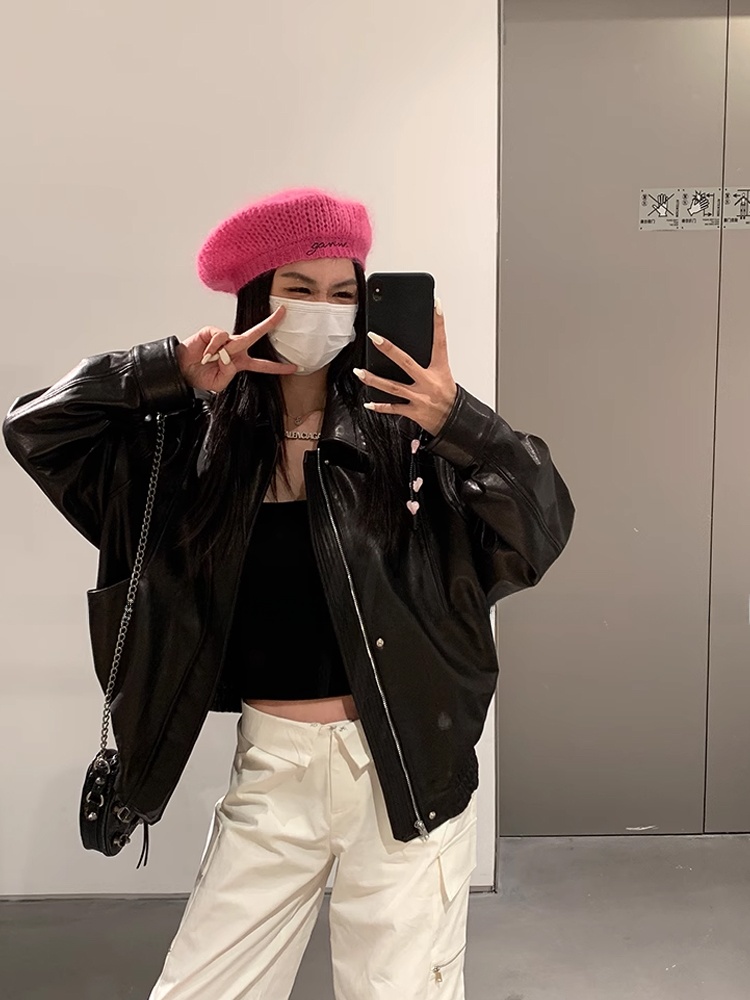 Youtube Leatherwork - Black Sheep Leather Jacket Women's Loose