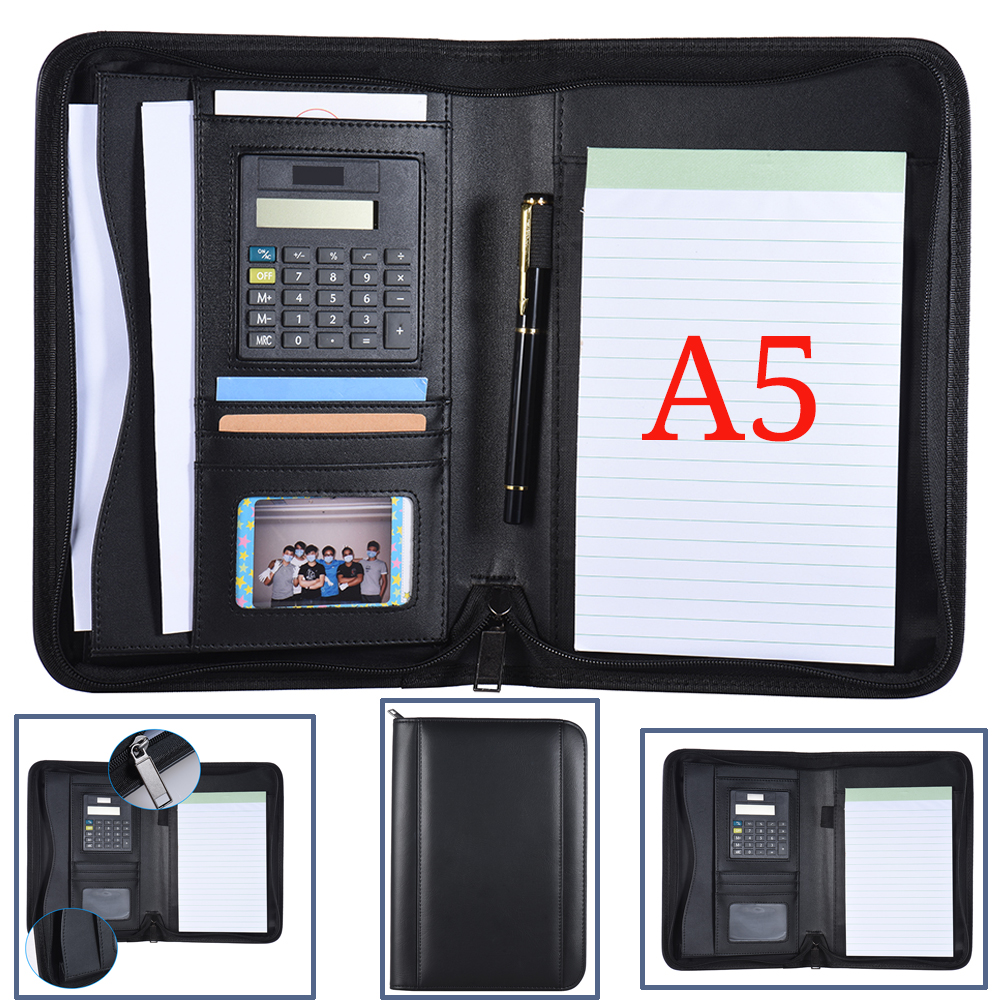Leather Work Folder - A5 Business Portfolio Padfolio Folder Document