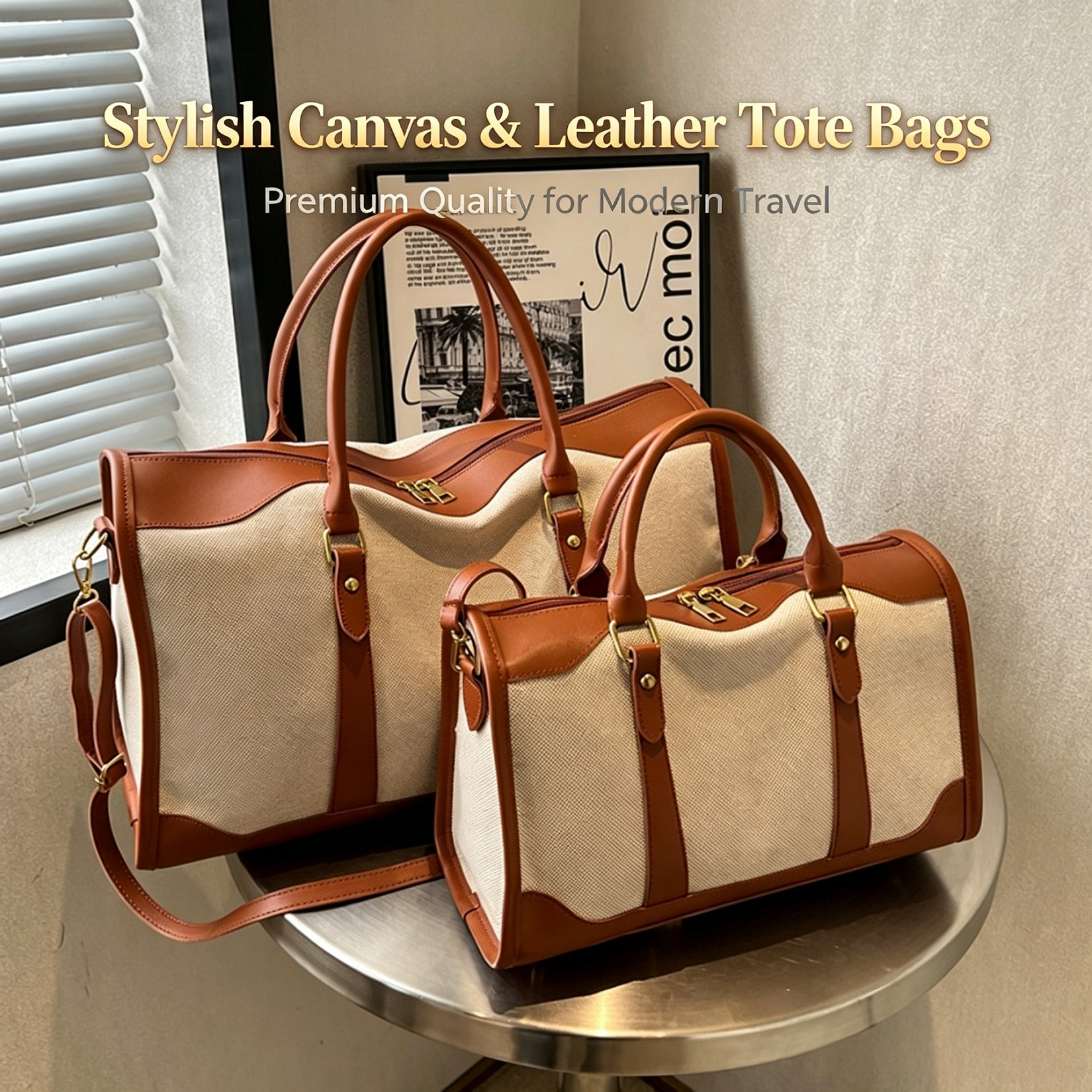 Leather Work Duffle - 2026 Vintage Canvas & PU Leather