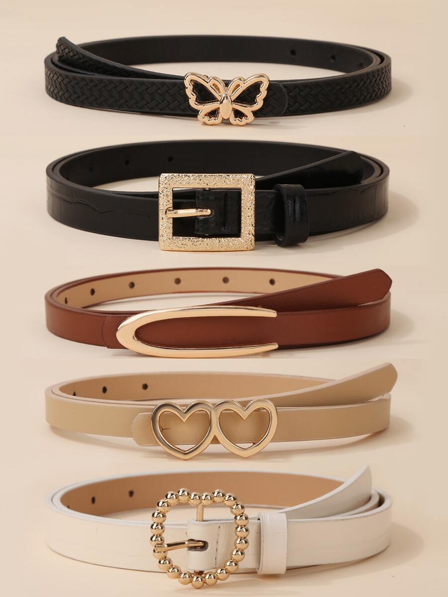 Leather Work Hat - 5pcs Womens Adjustable Faux Leather Belts