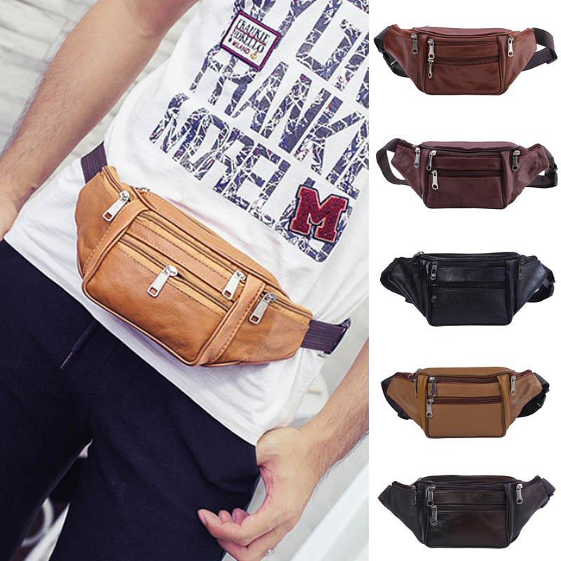 Leatherwork Belt - Fashion Men Genuine Leather Waist Packs