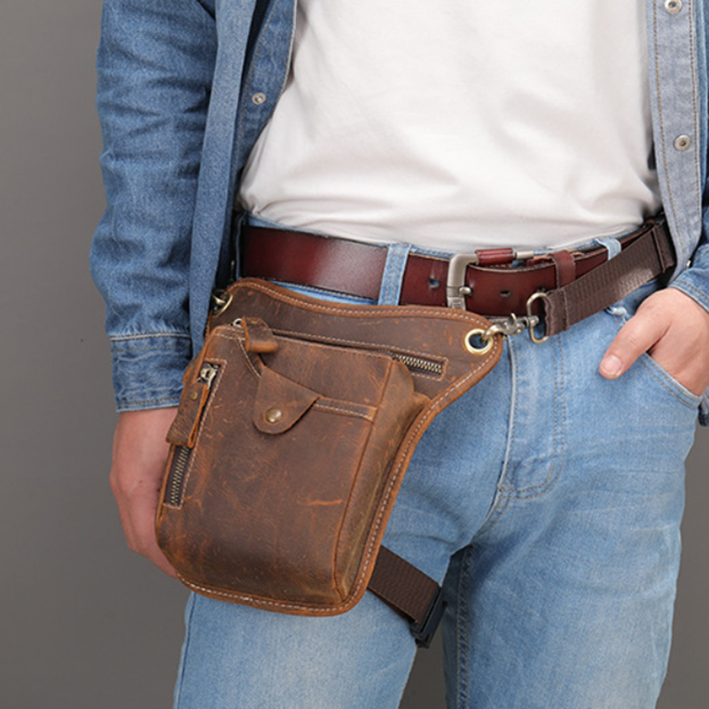 Leatherwork Belt - Vintage Men Waist Fanny Pack Drop