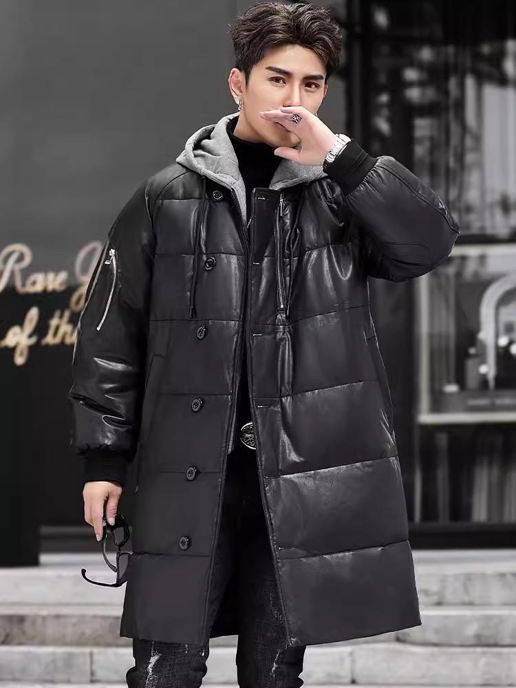 Winter New Men Hooded Long Gen - Leather Work Hat review and price