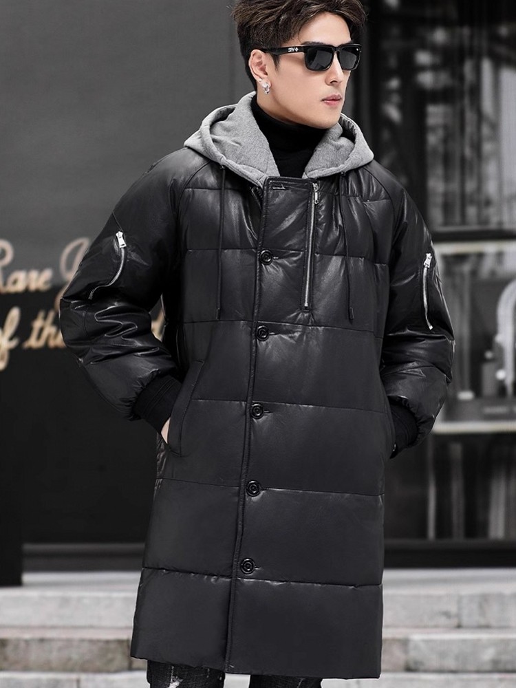 Winter New Men Hooded Long Gen - Leather Work Hat review and price